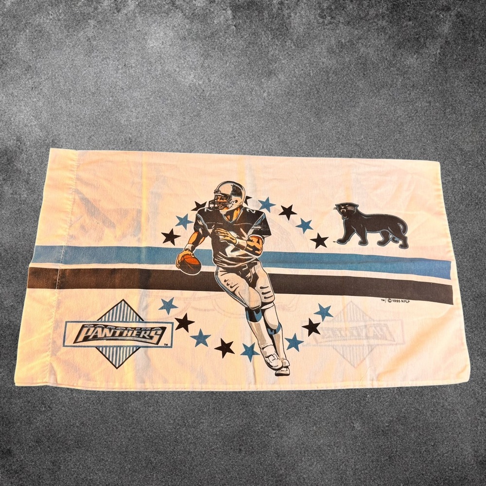 Vintage 1995 Carolina Panthers Pillowcase NFL Football Inaugural 90s Bedding